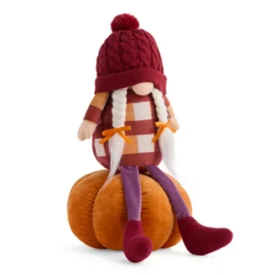 Linden Street Pumpkin Sitting Thanksgiving Gnome In Orange