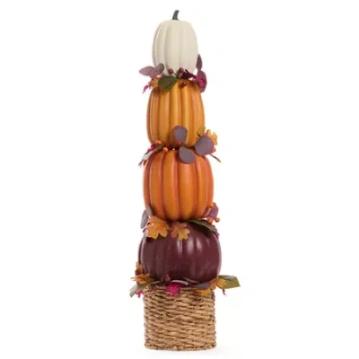 Linden Street Stacked Pumpkin Porch Thanksgiving Yard Art In Orange