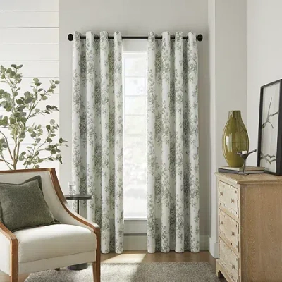 Linden Street Sullivan Printed Grommet Top Blackout Single Curtain Panel In Green