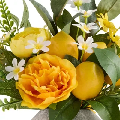 Linden Street Yellow Lemon Floral Arrangement In Multi