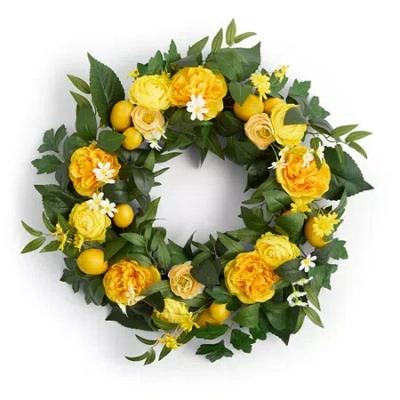 Linden Street Yellow Lemon Wreath In Multi