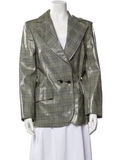 Pre-owned Linder 2017 Plaid Print Blazer In Gray