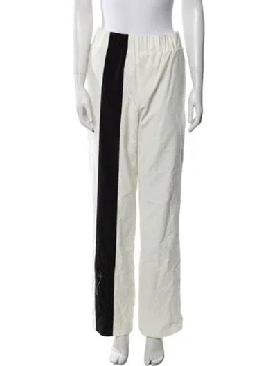 Pre-owned Linder Floral Print Wide Leg Pants In White