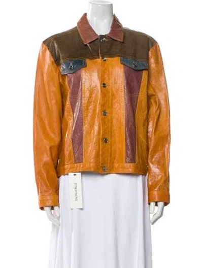Pre-owned Linder Leather Jacket In Orange