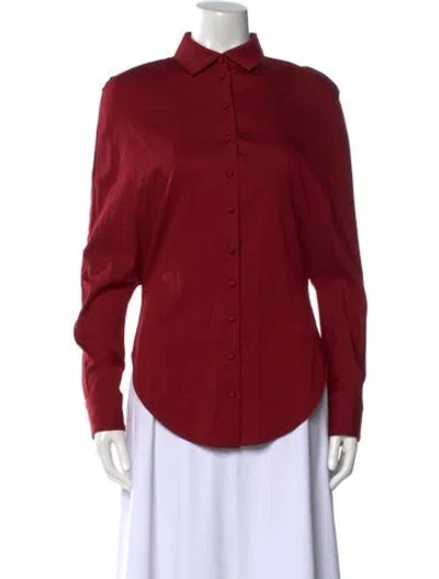 Pre-owned Linder Long Sleeve Button-up Top In Red