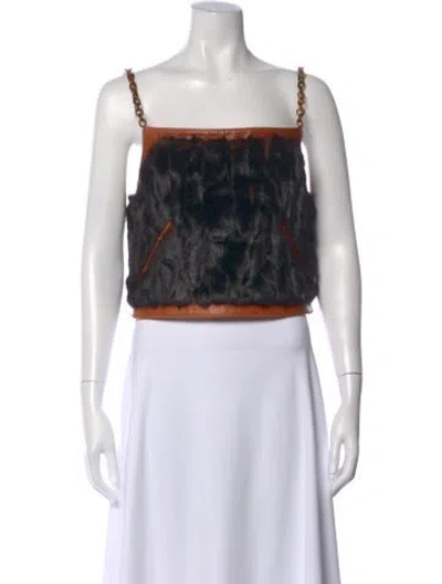 Pre-owned Linder Mink Square Neckline Crop Top In Multi