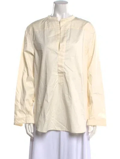 Pre-owned Linder Mock Neck Long Sleeve Blouse In Neutral