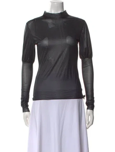 Pre-owned Linder Mock Neck Long Sleeve Top In Gray