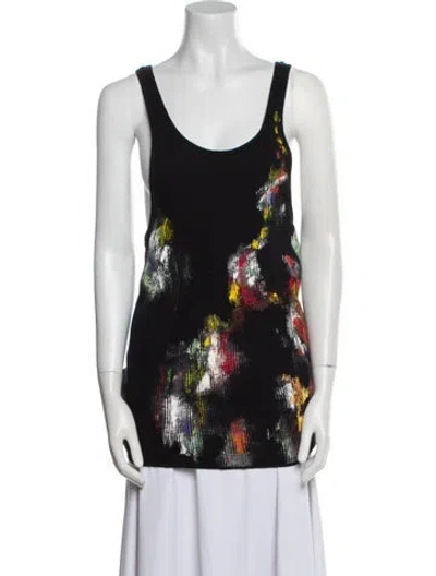Pre-owned Linder Printed Scoop Neck Top In Black