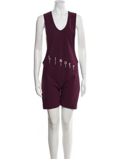 Pre-owned Linder Scoop Neck Romper In Purple