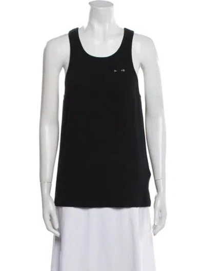 Pre-owned Linder Scoop Neck Sleeveless Top In Black