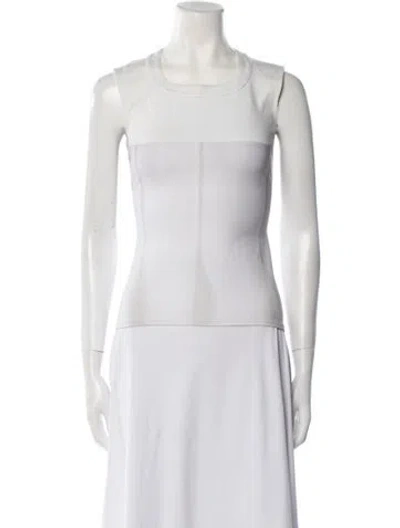 Pre-owned Linder Square Neckline Sleeveless Crop Top In White
