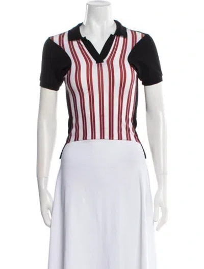 Pre-owned Linder Striped V-neck Crop Top In Black