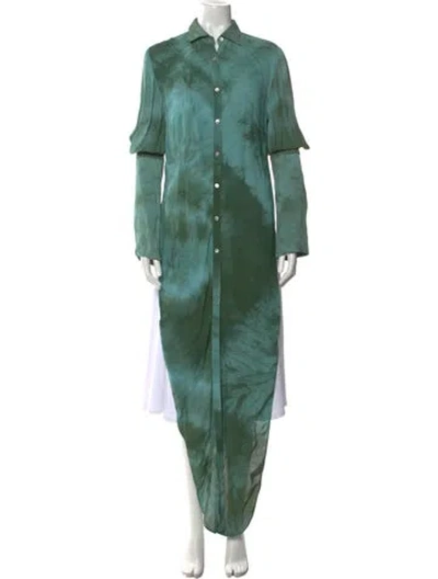 Pre-owned Linder Tie-dye Print Long Sleeve Tunic In Green
