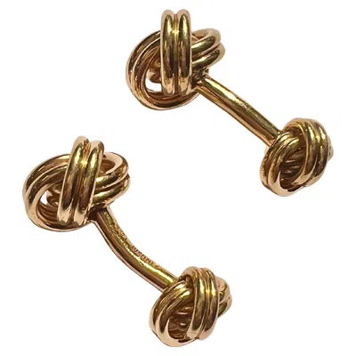 Pre-owned Lindsay 14k Gold Knot Cufflinks In Multi