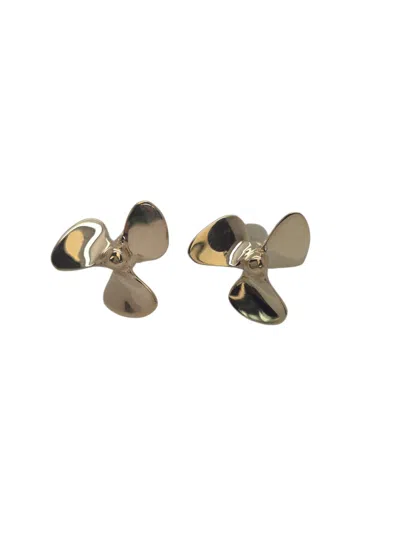 Pre-owned Lindsay 14k Yellow Gold Propeller Motif Cufflinks #23818