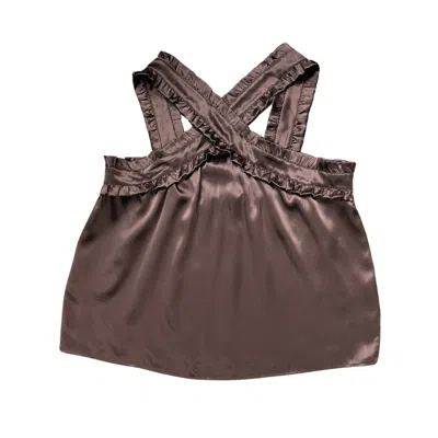 Lindsay Nicholas New York Women's Brown Jackie Criss Cross Top In Coffee