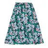 Lindsay Nicholas New York Women's Duchess Skirt In Green & Pink Peony In Green/pink