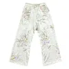 Lindsay Nicholas New York Women's Freya Pant In Crème Bird Fleur Silk Satin