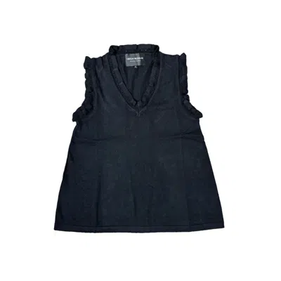 Lindsay Nicholas New York Women's Frill V-neck Shell In Black
