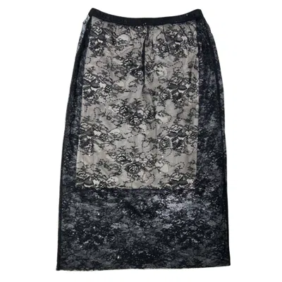 Lindsay Nicholas New York Women's Lace Skirt In Black With Nude Slip