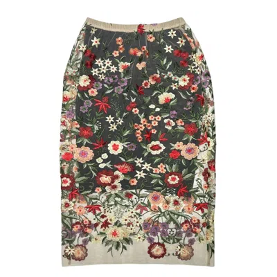 Lindsay Nicholas New York Women's Lace Skirt In Floral With Black Slip