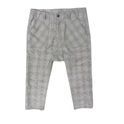 Lindsay Nicholas New York Women's Maverick Drop Crotch Pant In Grey Burgundy Check