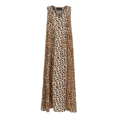 Lindsay Nicholas New York Women's Maxi Dress In Leopard Silk In Gold