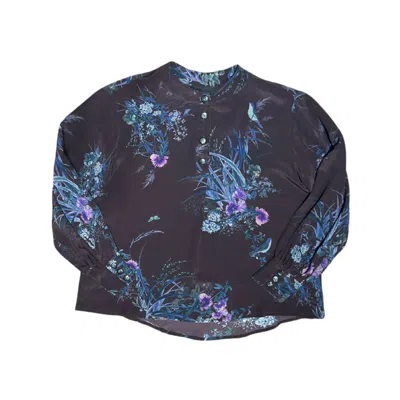 Lindsay Nicholas New York Women's Pink / Purple Poet Blouse In Plum Bird Fleur Silk In Blue