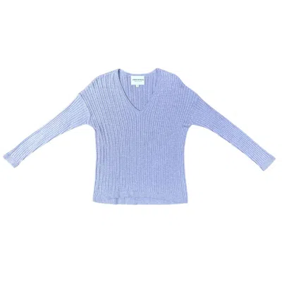 Lindsay Nicholas New York Women's Pink / Purple V-neck Cable Sweater In Crocus In Pink/purple