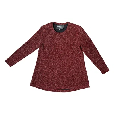 Lindsay Nicholas New York Women's Red Disco Glitter Bracelet Sleeve Top In Shiraz