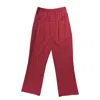 Lindsay Nicholas New York Women's Red Faux Rise Pant In Maroon In Red