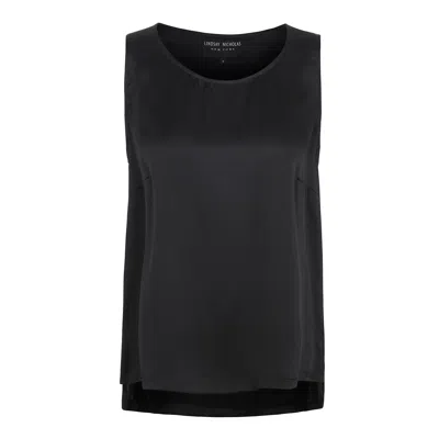 Lindsay Nicholas New York Women's Sleeveless Shell In Black Silk Satin