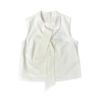 Lindsay Nicholas New York Women's White Bow Blouse In Creme