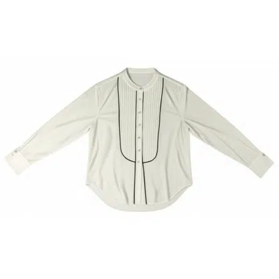 Lindsay Nicholas New York Women's White Tuxedo Blouse In Snow