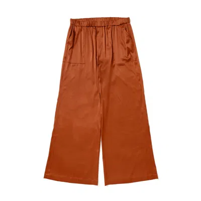 Lindsay Nicholas New York Women's Yellow / Orange Freya Pant In Cinnamon Silk Satin In Yellow/orange