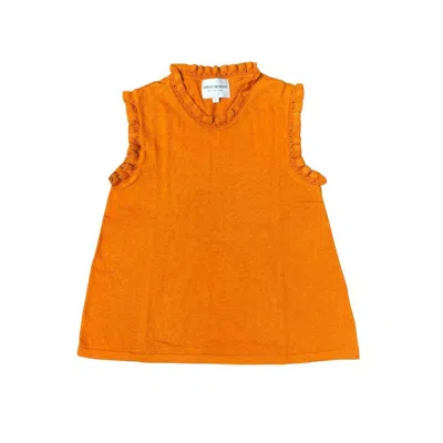 Lindsay Nicholas New York Women's Yellow / Orange Frill Crewneck Shell In Orange In Yellow/orange