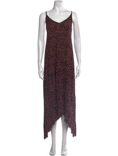 Pre-owned Lindsey Thornburg Floral Print Midi Length Dress In Multi
