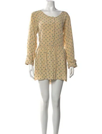 Pre-owned Lindsey Thornburg Silk Mini Dress In Neutral