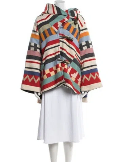 Pre-owned Lindsey Thornburg Wool Patterned Coat In Red