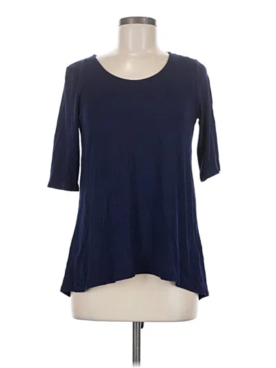 Pre-owned Line & Dot 3/4 Sleeve Top Blue Scoop Neck Tops