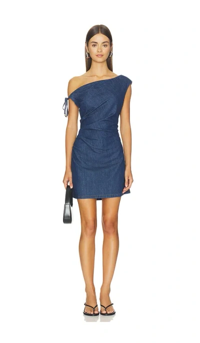 Line & Dot Abo Mini Dress In Blue