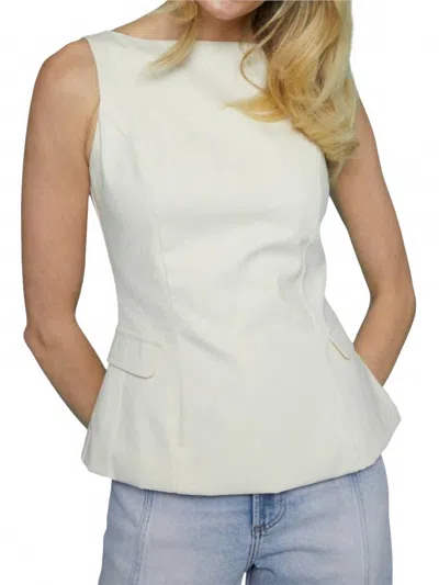 Line And Dot Adelaide Cotton Front Pocket Top In Ecru In White