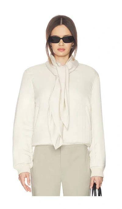 Line & Dot Agnes Scarf Bomber Jacket In White