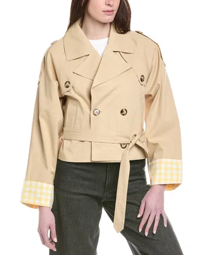 Line & Dot Alba Crop Trench Jacket In Brown
