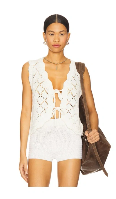 Line & Dot Aleza Tied Sweater Vest In White