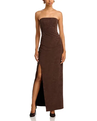 Line & Dot Alfie Faux Suede Maxi Dress In Brown