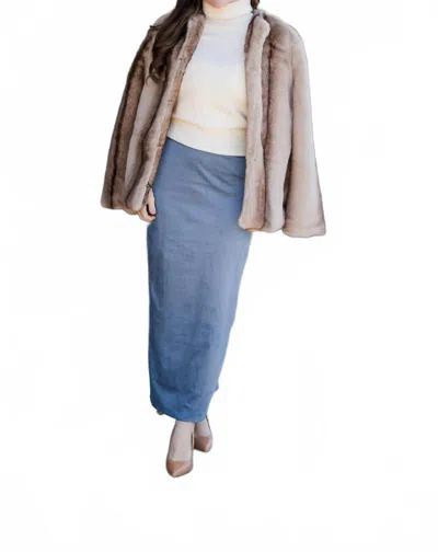 Line And Dot Alix Midi Skirt In Steel Blue In Multi