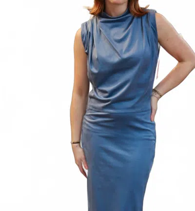 Line And Dot Alix Sleeveless Top In Steel Blue