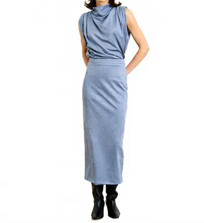 Line And Dot Alix Suede Midi Skirt In Blue